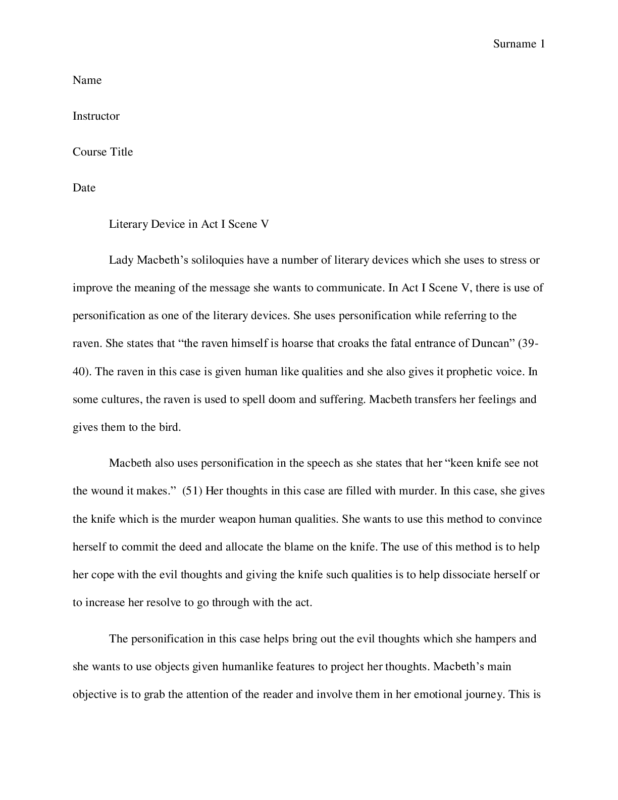 Preview image of Macbeth's literary devices document